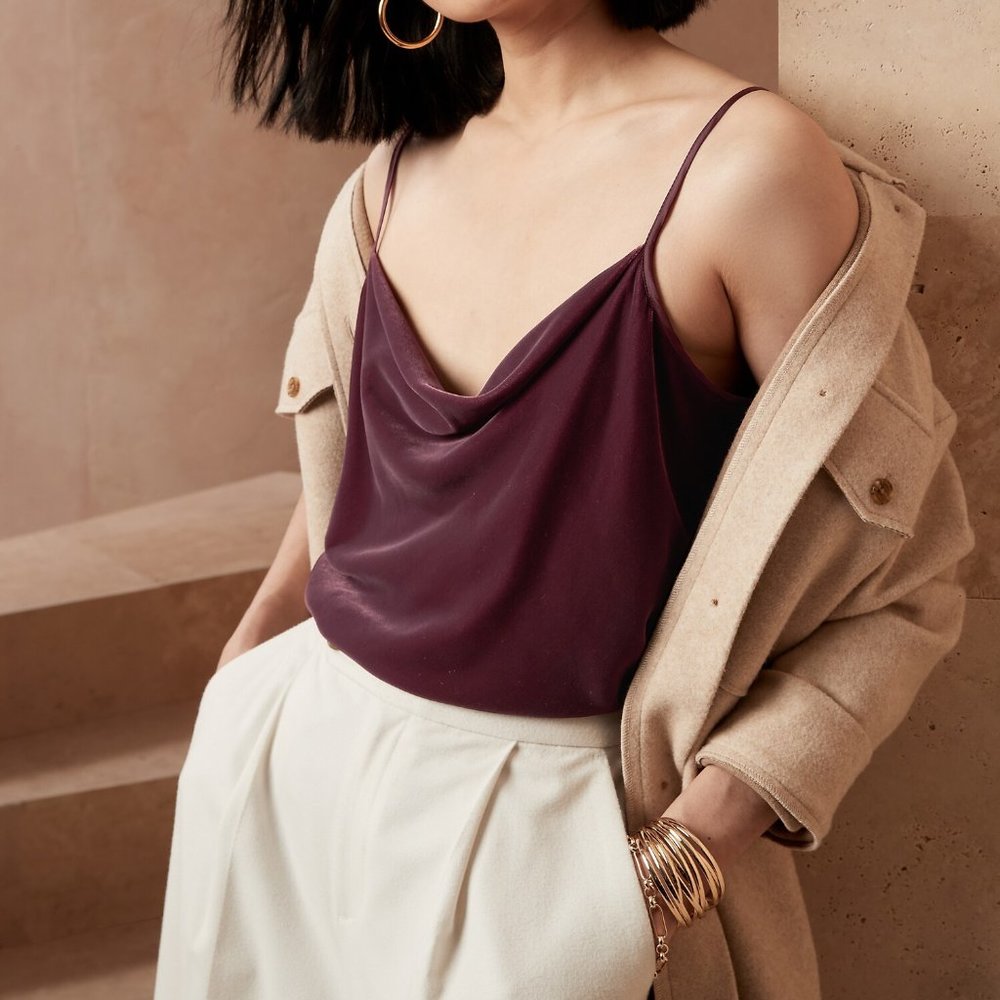 NWT Petite Velvet Cowl-Neck Camisole